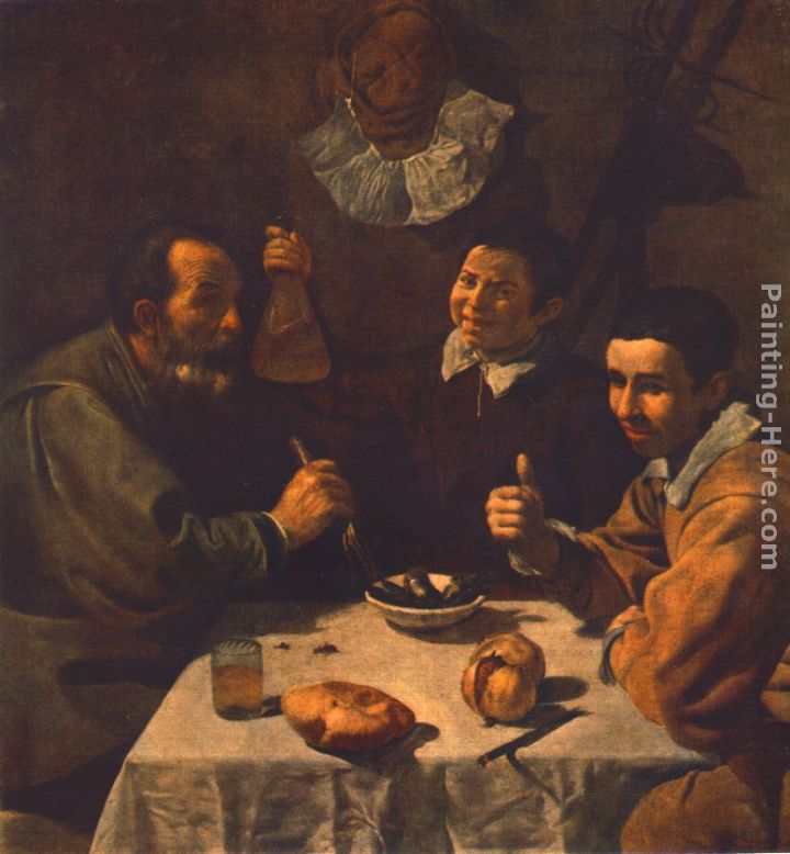 Breakfast painting - Diego Rodriguez de Silva Velazquez Breakfast art painting
